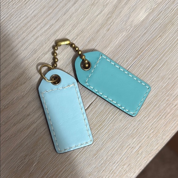 Coach Aqua Leather Keychain Tags with Gold Accents - Picture 2 of 3